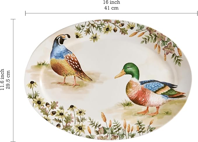 Bico Autumn Birds 16 plus 14 inch Oval Platters Set, Microwave and Dishwasher - Image 3