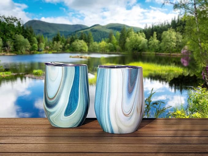 CHILLOUT LIFE 12 oz Stainless Steel Wine Tumblers 2 Pack - Image 3