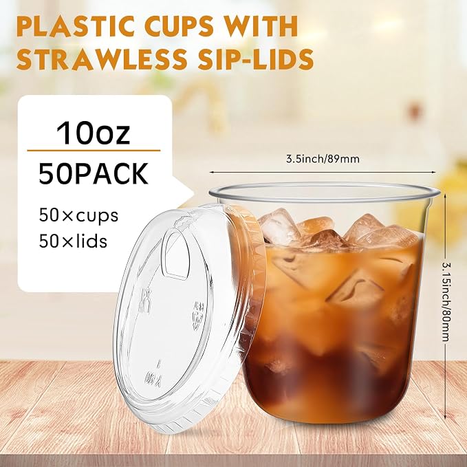 Ziliny 50 Sets Clear Plastic Coffee Cups - Image 3