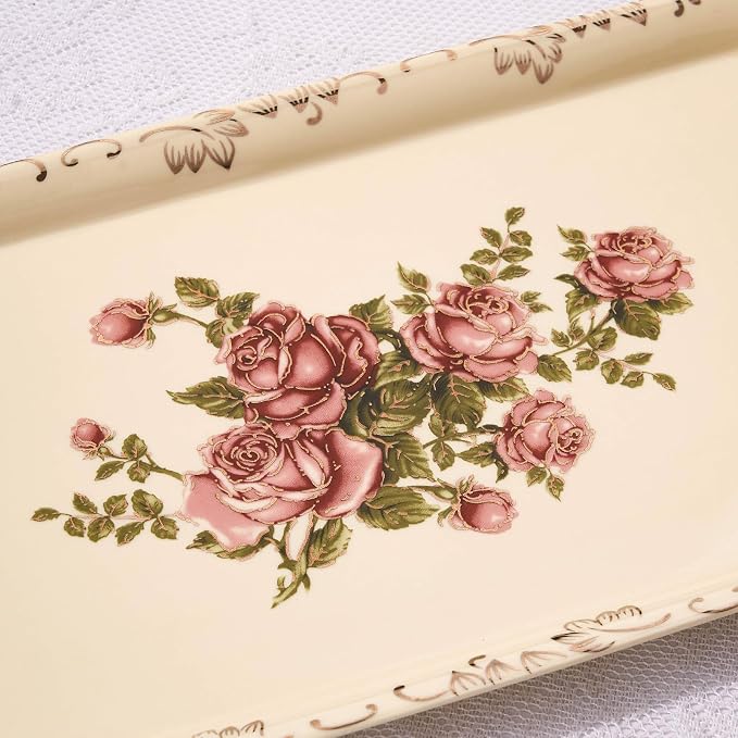 YOLIFE Ceramic Rose Serving Tray, Decorative Platter - Image 2