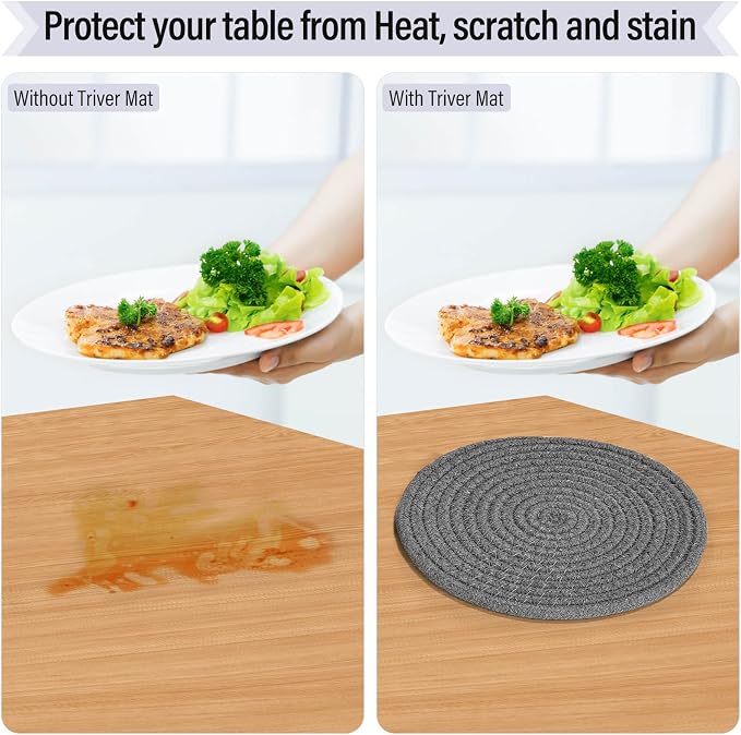 Tidponra 8" Trivets Set for Hot Dishes, 4 Heat Resistant Pot Holders Kitchen - Image 5