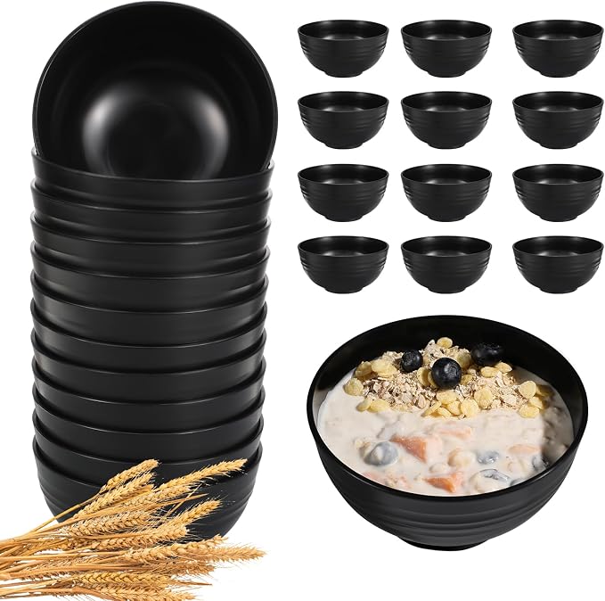 HEYCOME 12 Pcs Unbreakable Cereal Bowls Set, 26 Oz Wheat Straw Bowls Set by StayHealthyStayHappy