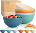 Wheat Straw Bowls, 26 OZ Cereal Bowls Set of 6, Unbreakable Salad and Soup Bowls by Perlapoc