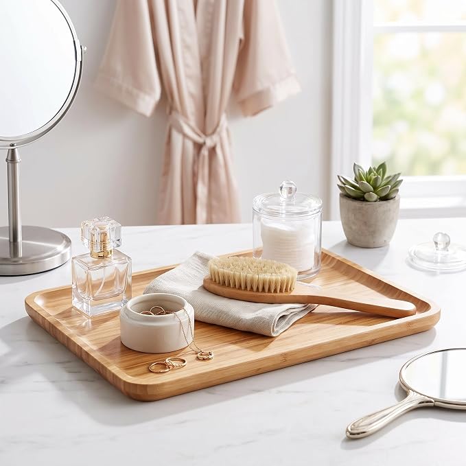 Bam&Boo Bamboo Serving Tray Natural Minimalist Rectangular Coffee, Decor - Image 2