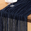 DeZerlor Navy Blue Cheesecloth Table Runner 1 Pack Christmas Runner | 120Inches by DeZerlor