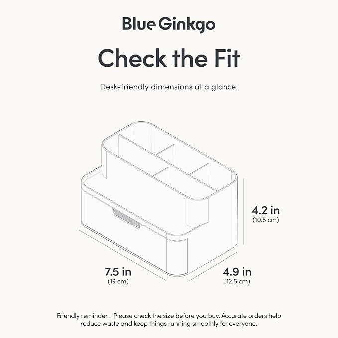 BLUE GINKGO Compact Desk Organizer, Transperent, Made in Korea | 5 - Image 3