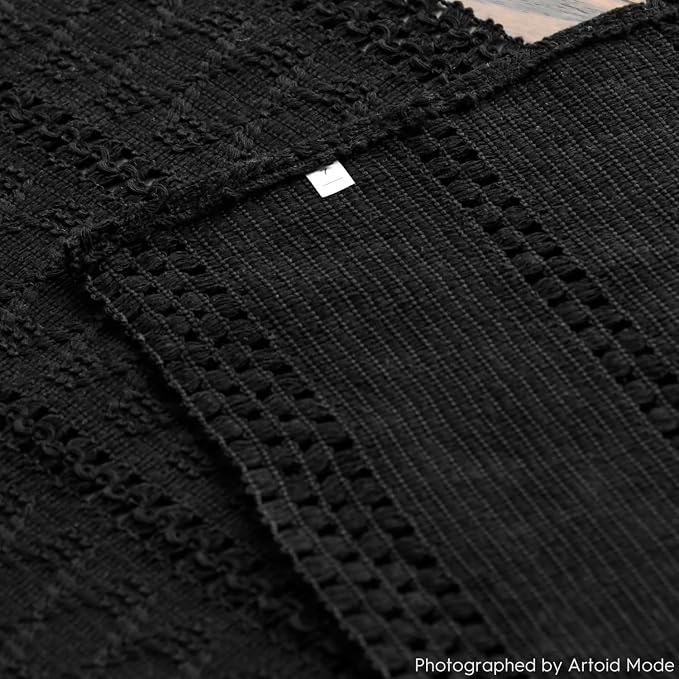Artoid Mode Black Woven Farmhouse Hollow Table Runner 12x36 Inch | Holiday - Image 8