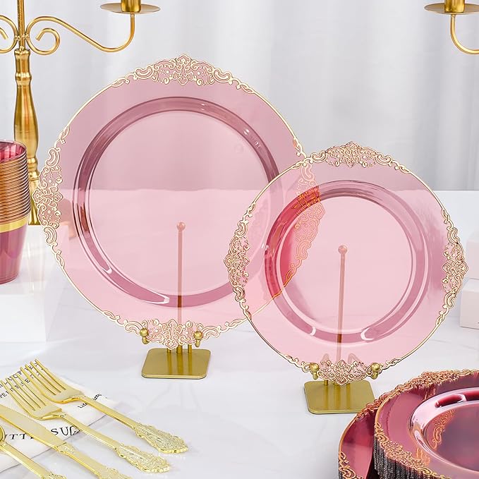 Bestluck 700PCS Burgundy Disposable Dinnerware - Image 4