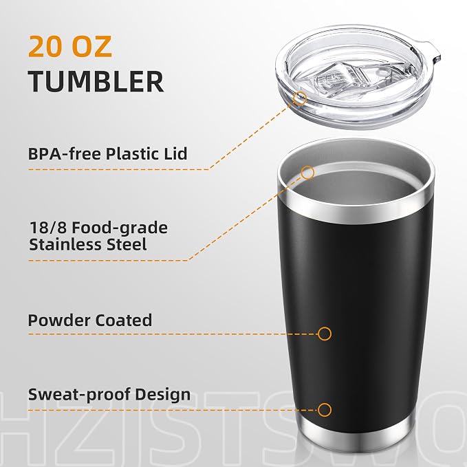 20 oz Tumbler with Lid Stainless Steel Insulated Tumblers, 1 Pack | Leak Proof - Image 3