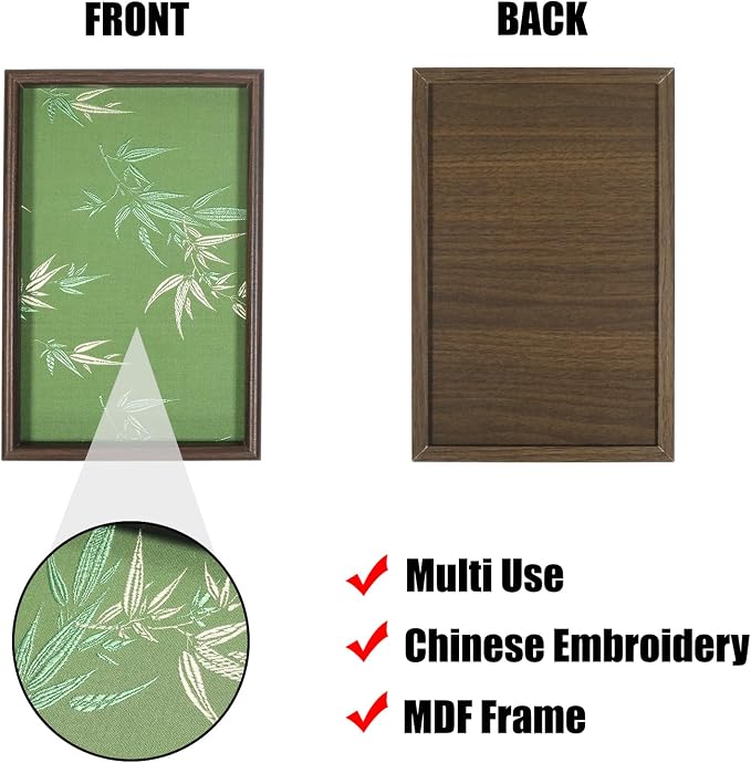 Bamboo Embroidered Decorative Tray 11.8 inch, Boho Catchall Tray, Nightstand - Image 4