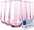 Pink Drinking Glasses Set of 6 | Translucent Rose Glassware | 16 oz Blush Pink by Biandeco