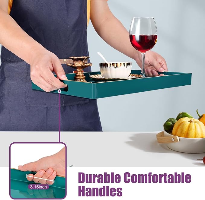 Gifturbo Teal Serving Tray, Rectangular Serving Trays - Image 3