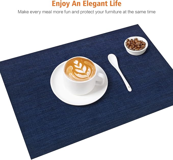 Placemats Set of 4, Vinyl PVC Heat Resistant Washable Placemats Set, Non Slip - Image 6