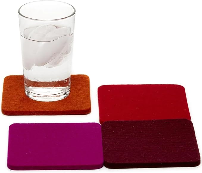 Graf Lantz - Bierfilzl Merino Wool Square Coasters Set of 4 - Bordeaux - by GrafLantz