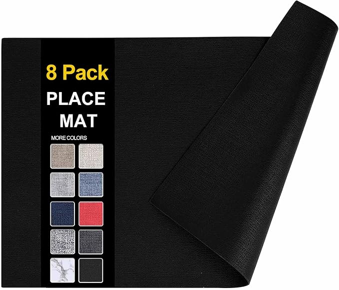 Faux Leather Heat Resistant Placemats 8 Packs, Waterproof Wipeable Dining PU by homing