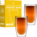 Kitchables Double Walled Glass Coffee Mugs Set of 2, 15oz Insulated Glass by KitchablesProducts