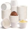 LeonBach 100 Pack 4 oz Natural Bagasse Fiber Paper Bowls, Small Disposable by LeonBach