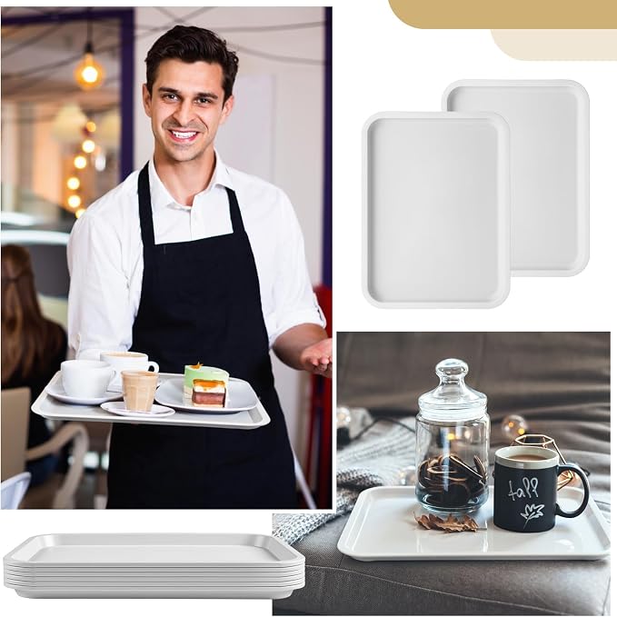 Gerrii 6 Pcs Plastic Fast Food Trays Bulk Restaurant Serving Cafeteria Tray - Image 4
