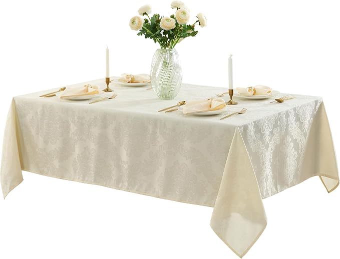 Newbridge Barcelona Luxury Damask Fabric Tablecloth, 70” Extra Wide x 108” - Image 7