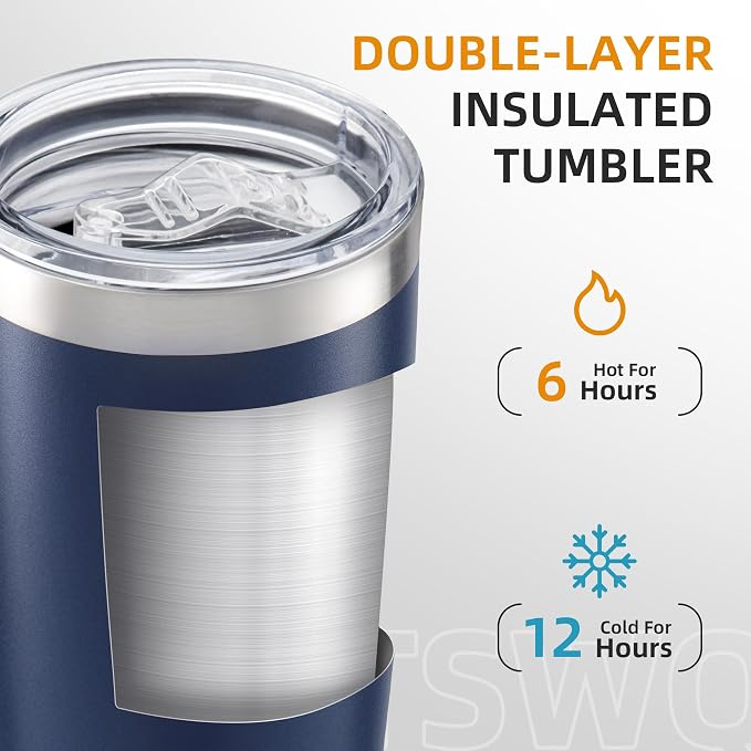 20 oz Tumbler with Lid Stainless Steel Insulated Tumblers, 1 Pack | Leak Proof - Image 2