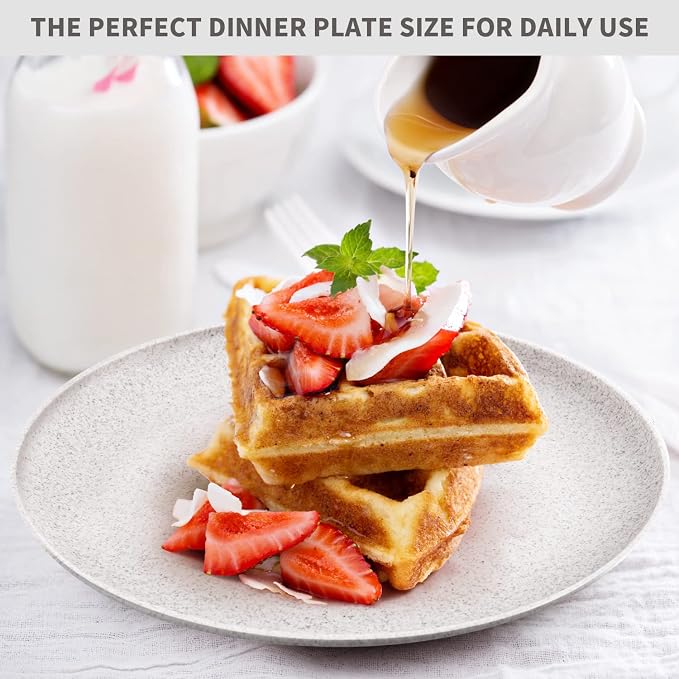MISS BIG Wheat Straw Plates Set of 4, 10 Inch White Dinner Plates, BPA Free | - Image 5