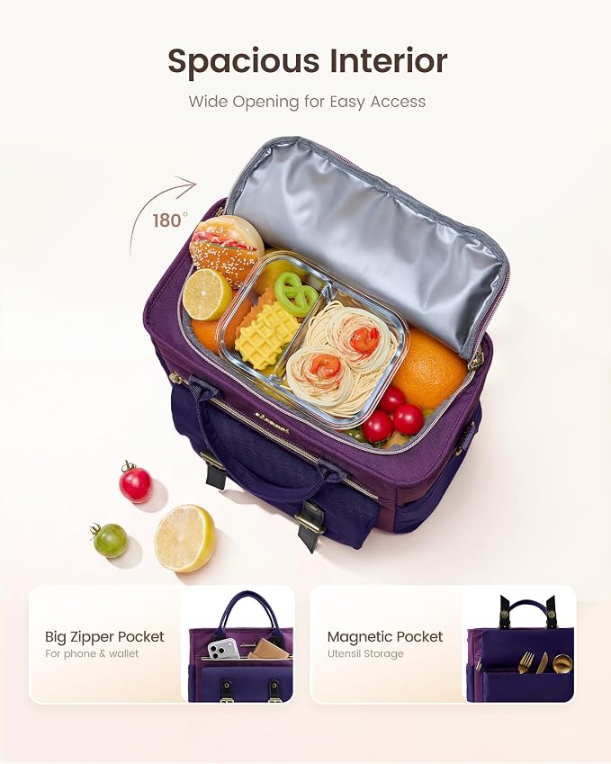 LOVEVOOK Insulated Lunch Bag Women, Leakproof Cooler Bag Work Lunch Tote | - Image 2