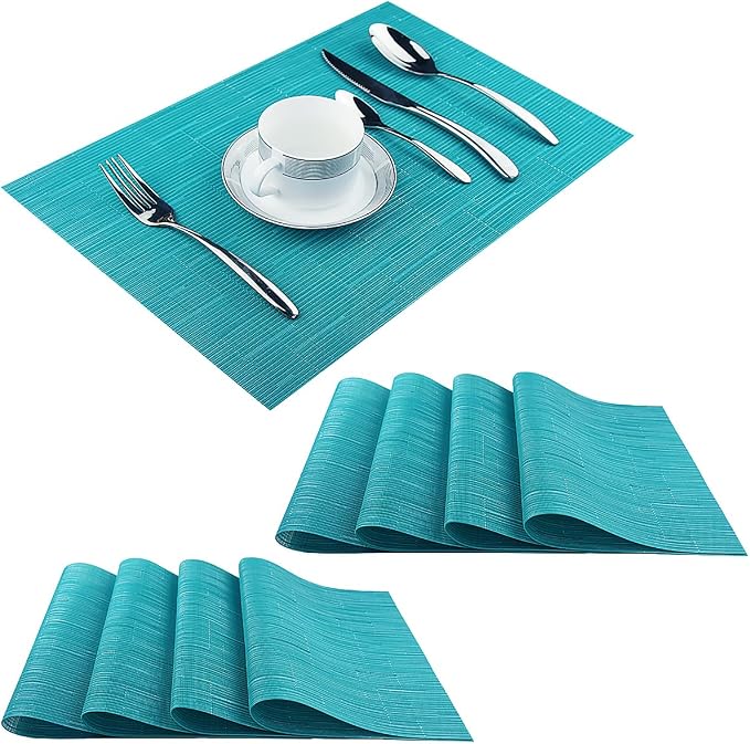 PIGCHCY Placemats Set of 8 Washable Durable Place Mats Vinyl Heat Resistant by PIGCHCY