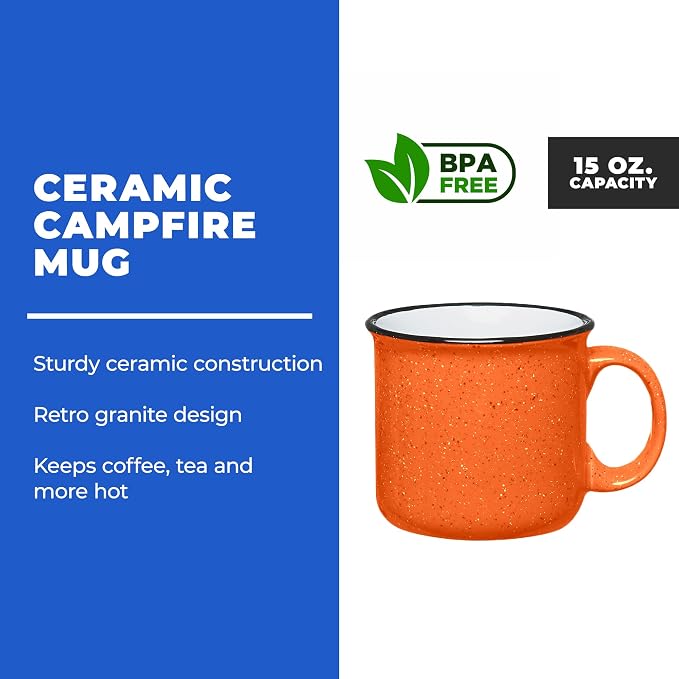 Set of 8 Ceramic Campfire Mugs – 15 Oz, Camping – Customizable - Image 2
