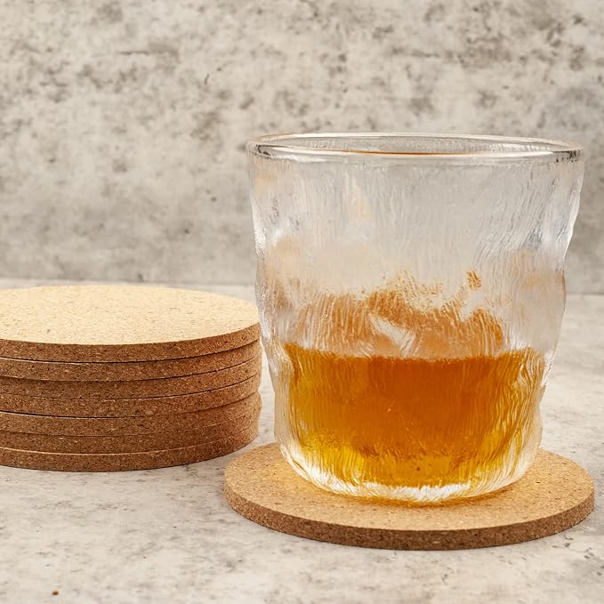 8PCS Cork Coasters for Drinks Absorbent Coaster 3.9 inch Round Simple Style - Image 4