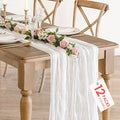 12 Pack White Cheesecloth Table Runner 35x120inch, Summer 10FT Boho Gauze Sheer by BlueTopCoLtd