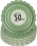 50 Pcs Sage Green Paper Plates 9 Inch Scalloped Dessert Plates by Polinook-TheAnswerToEveryClutteredSpace