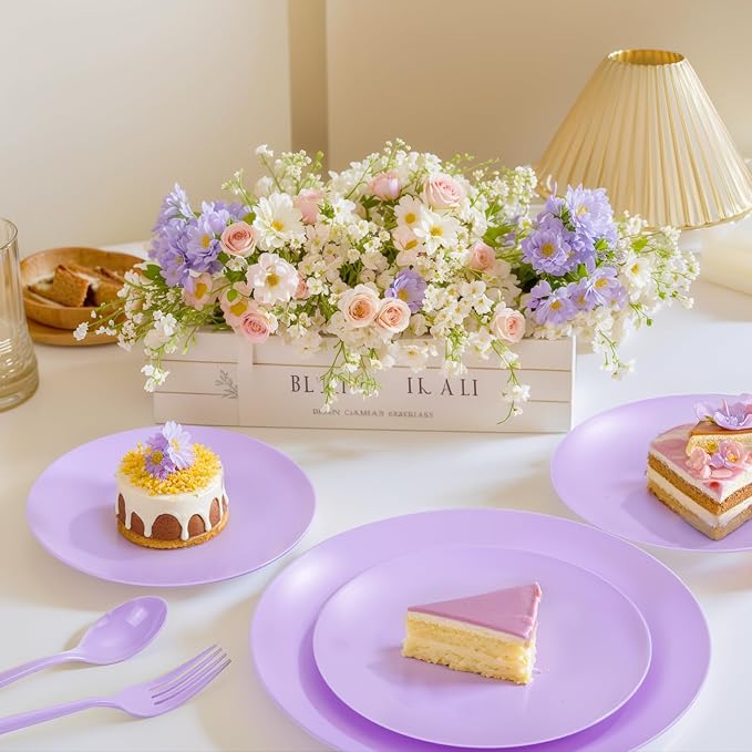EI 150pcs Purple Plastic Plates - Image 5