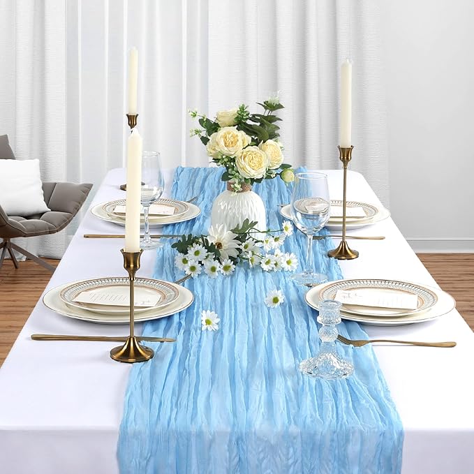 6 Pack Baby Blue Cheesecloth Table Runner 10Ft Gauze Cheese Cloth Table Runner - Image 3