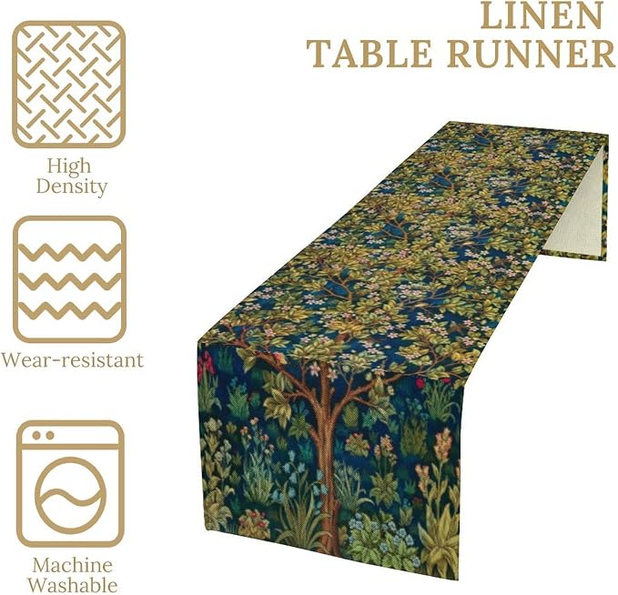 William Morris Floral Table Runner Vintage Flowers Table Runner - Image 4
