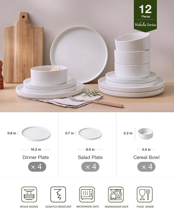 Famiware Nebula Plates and Bowls, 12-Piece Dinnerware Set, Dishwasher and - Image 2