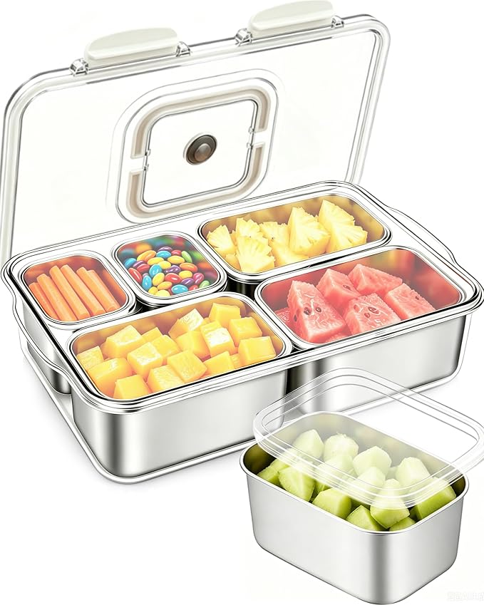 Snackle Box Container, Stainless Steel Divided Serving Tray by kidinit