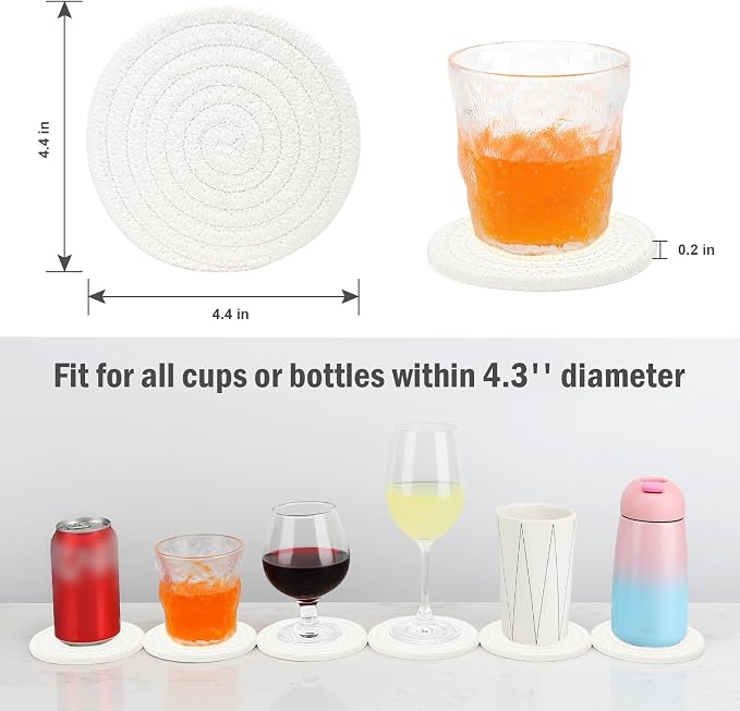 ABenkle Drink Coasters with Holder Set of 10, Cotton Woven Absorbent Coasters - Image 2