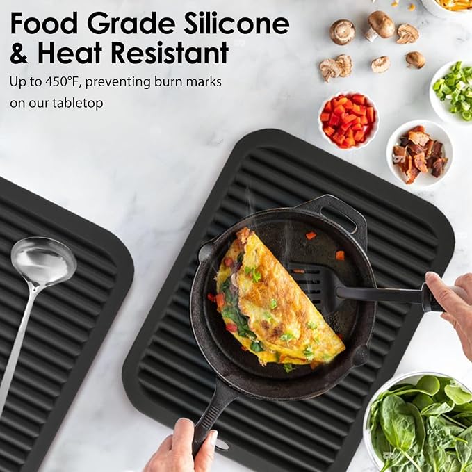 Black Silicone Trivet 16'' X 12'' Silicone Hot Pads - Image 3