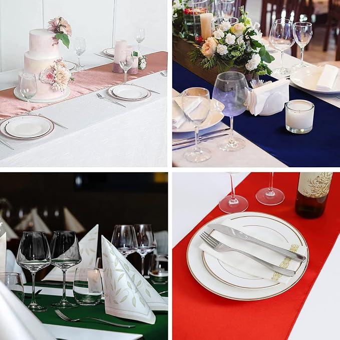 Rose Gold Table Runners, 12x108 Inches, 6 Pack | Satin, Silk and Smooth Fabric - Image 6