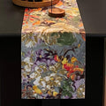Rustic Cotton Polyester Green Table Runner, Waterproof Seasonal Print Floral by ZIWUROAD