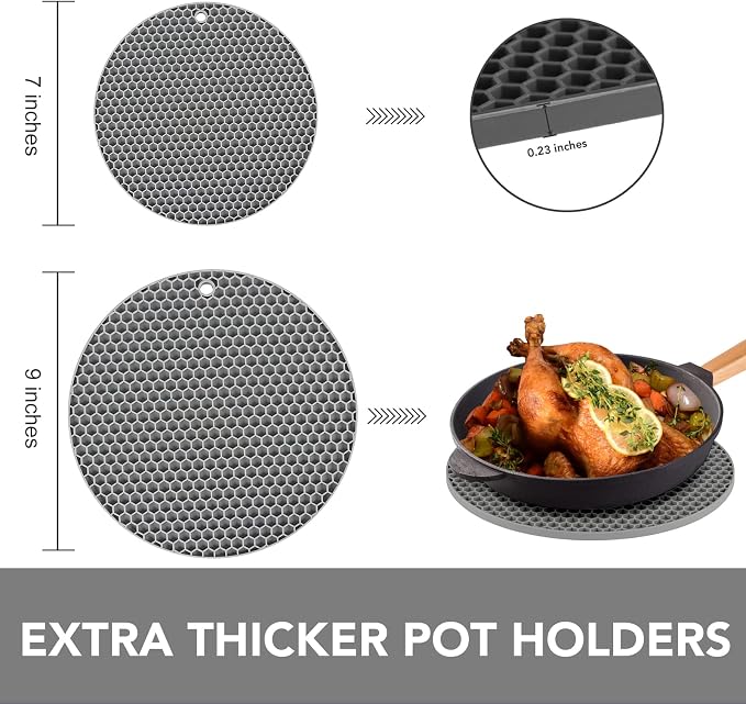 4 Pack Silicone Trivet for Hot Dishes | Heat Resistant Silicone Pot Holders for - Image 3