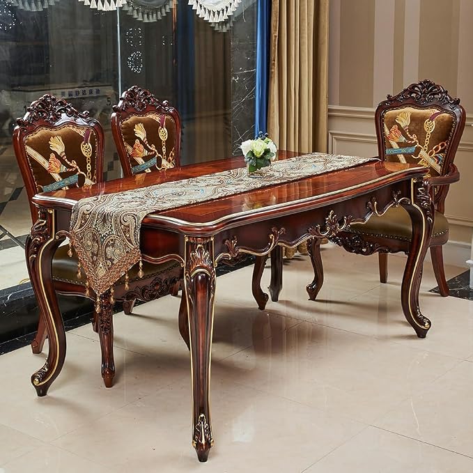 Luxury Vintage Design Table Runner 90 inches Long Embroidery Jacquard Fabric - Image 7