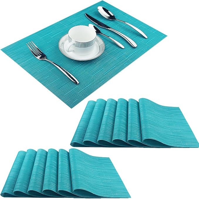 PIGCHCY Placemats Set of 12 Washable Durable Place Mats Vinyl Heat Resistant by PIGCHCY