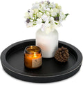 Hanobe Wooden Tray for Coffee Table: Candle Holder Plate Black Round Decorative by Hanobe
