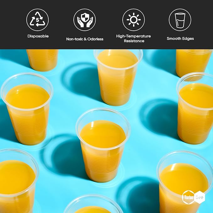 Turbo Bee 500 Pack 7oz Disposable Plastic Cups, Heat-Resistant & Food Safe - Image 3