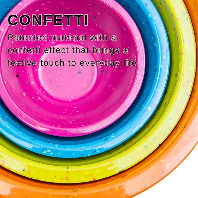 Confetti Melamine 4 Piece Nesting Mixing Bowls Set, Colorful Vibrant | Colorful - Image 6