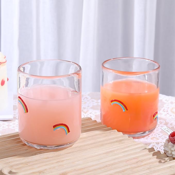 SiliFine 2 Pcs Icon Juice Glasses - 14oz Colorful Rainbow Stemless Wine - Image 6