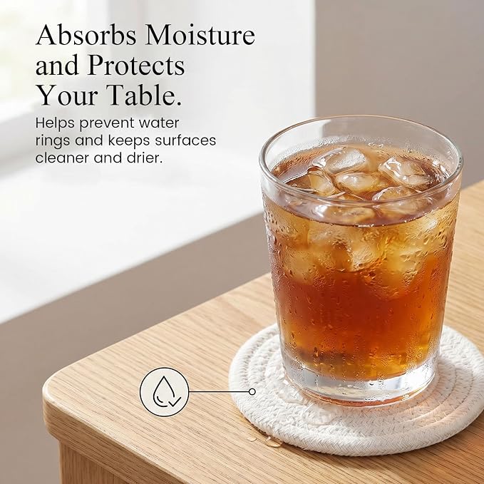 DomeStar Drink Coasters Set of 6, 3.5 Inch, Boho Furniture and Modern Farmhouse - Image 2