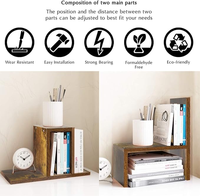 Jerry & Maggie Adjustable Wood Desktop Display Shelf Natural Wood Tone | Wooden - Image 8