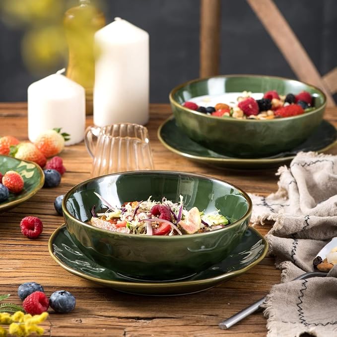 vicrays Ceramic Pasta Bowls Set, 32 Ounce Soup Bowls, Large Salad Bowls - Image 6